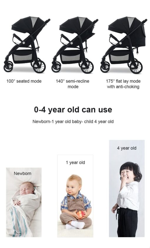 Refurbished] StarAndDaisy Premium Ultra-max Baby Stroller with Five-point Seat Belt & Anti-Shock Absorbers (Grey) - Image 5