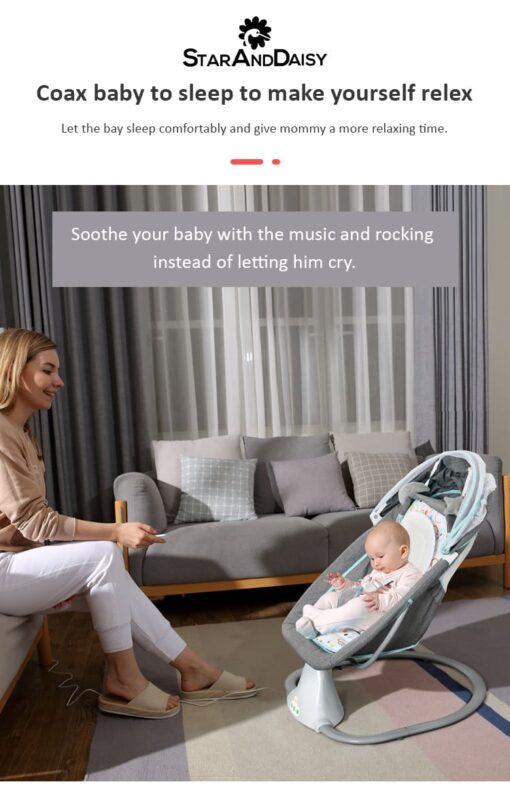 [Refurbished] StarAndDaisy Smart Electric Rocking Swing Bed with Anti-Fall Design and Inbuilt Bluetooth Music - Grey - Image 5