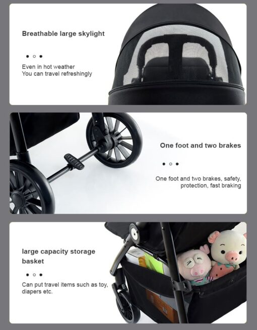 Refurbished] StarAndDaisy Premium Ultra-max Baby Stroller with Five-point Seat Belt & Anti-Shock Absorbers (Grey) - Image 10