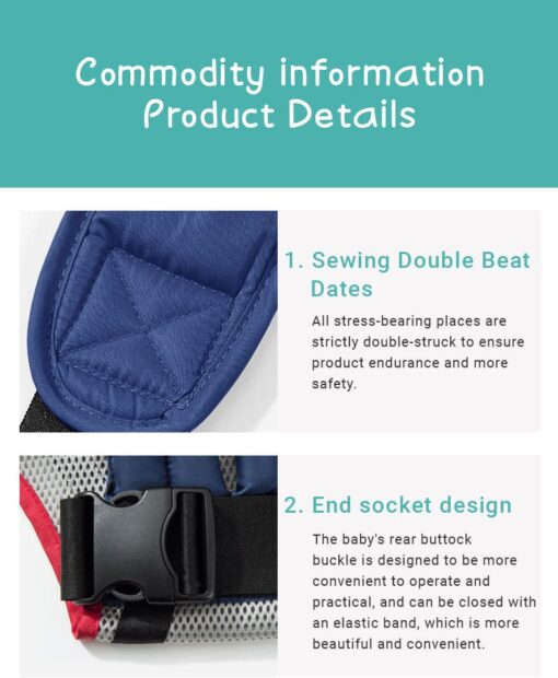 Baby Deer 4 in 1 Multipurpose Strong Baby Carrier with Coushion Padding for Baby Comfort Front Carry Facing in and Out, Back Carry, Feeding Position (Green & Pink) - Image 6