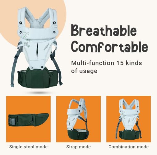 StarAndDaisy Baby Deer Series 6 in-1 Baby Carrier with Breathable Air Fabric & Cushion Padding for Comfort - Orange - Image 4