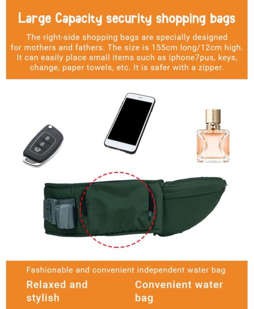 Baby Deer 6 in 1 Multipurpose Strong Baby Carrier with Upgraded Breathable Air Fabric & Ergonomic Design Coushion Padding for Baby Comfort (Black) - Image 5