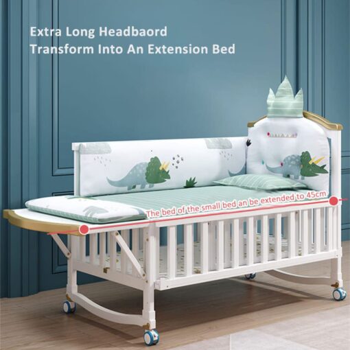 [Pre-Order] StarAndDaisy 12 in 1 Baby Bed Cot Crib for Baby Sleeping with Mattress, Mosquito Net and Adjustable Stand (Premium White | With Mattress) [Delivery Starts on: 5/July/2024] - Image 3
