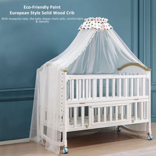 [Pre-Order] StarAndDaisy 12 in 1 Baby Bed Cot Crib for Baby Sleeping with Mattress, Mosquito Net and Adjustable Stand (Premium White | With Mattress) [Delivery Starts on: 5/July/2024] - Image 6