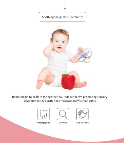 StarAndDaisy Silicone Baby Teether Ball For Age Upto 0-3 Years Kids - Image 3