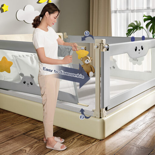 StarAndDaisy Premium Baby Safety Bed Rails, Heightened Bed Guardrail With Lift (1.8 M Giraffe Print - Pack of 1) - Image 4