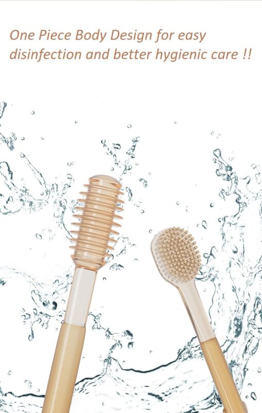 StarAndDaisy Silicon Toothbrush and Tongue Cleaner for Baby to Toddler Toothbrush - Brown - Image 5