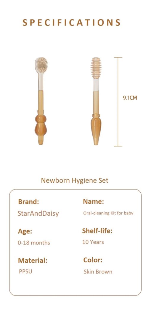 StarAndDaisy Silicon Toothbrush and Tongue Cleaner for Baby to Toddler Toothbrush - Brown - Image 6