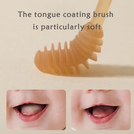 StarAndDaisy Silicon Toothbrush and Tongue Cleaner for Baby to Toddler Toothbrush - Brown - Image 8