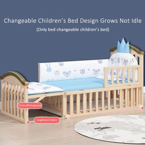 [Refurbished] StarAndDaisy 12 in 1 Baby Cot Crib, Mosquito Net and Adjustable Stand, Storage Space & Wheels (Natural Wood) - Image 3