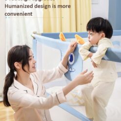 StarAndDaisy Heightened Baby Safety Bed Rails - Safety Guardrails Seamless Connection with Mattress - 1.5m Blue - Friends Print