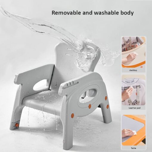 StarAndDaisy 6-in-1 Baby High Chair | CAT Design Multifunctional Infant Feeding Chair | Chair & Table for Toddler | With Backrest & Plate Adjustment (Orange White) - Image 4