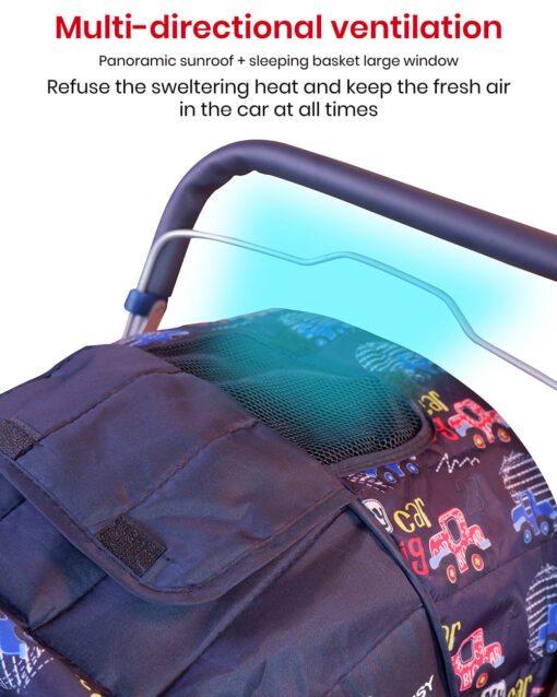 [Refurbished] StarAndDaisy Sunrise Baby Stroller and Pram with Extended Mosquito Net and Ultra Soft Cushions & Reversible Handlebar (Blue Print | Beta) - Image 15