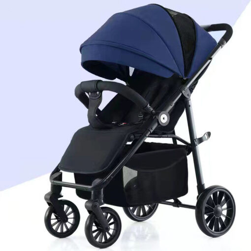 [Refurbished] StarAndDaisy Premium Ultra-max Baby Stroller with Five-point Seat Belt & Anti-Shock Absorbers (Blue)