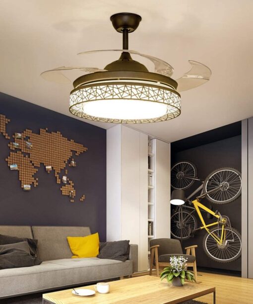 SND Home Decor Black Beast Ceiling Fan with Light, Modern Invisible Ceiling Fan Chandelier with Retractable Blade, Dimmable LED 3 Lighting 3 Speeds Change Ceiling Fans lights with Remote Control (Size - 48inch) - Image 6