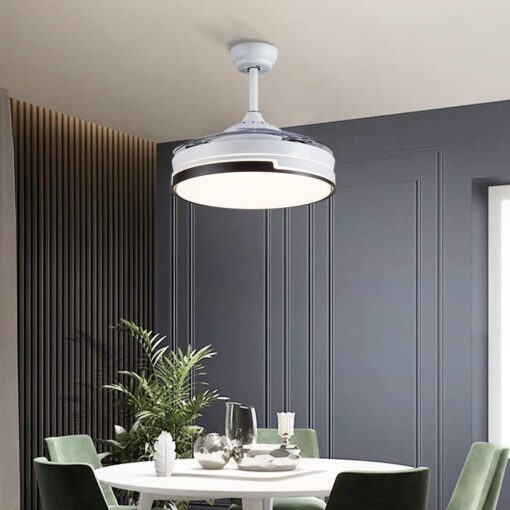 SND Home Decor Elegance Ceiling Fan with Light, Modern Invisible Ceiling Fan Chandelier with Retractable Blade, Dimmable LED 3 Lighting 3 Speeds Change Ceiling Fans lights with Remote Control (Available Size - 48in) - Image 2