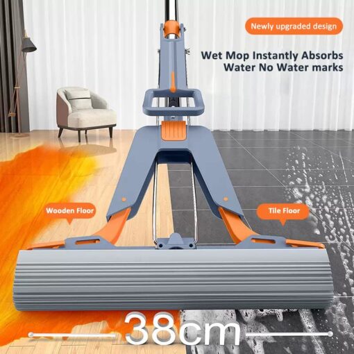 SND Homes Pureatic Upgraded Hands-Free Nano Sponge Mop with Flexible Head and Super-Absorbent Pad (White, 38X12.5 cm) - Image 8