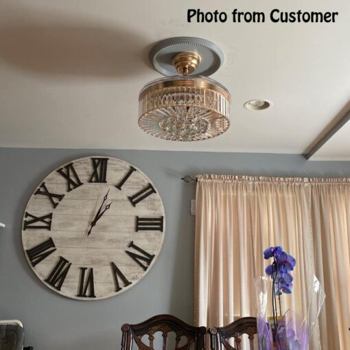 SND Home Decor Luxury Crystal Ceiling Fan with Light Remote Control Retractable Blades Lighting Fixtures 3 Speeds 3 Color Changes Luxury Chandelier , Silent Motor With LED Bulbs Included (Gold | 42inch) - Image 7
