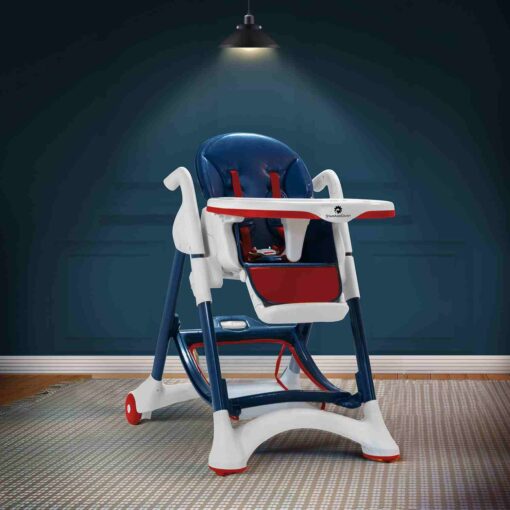 StarAndDaisy Crowned Baby High Chair for Kids - Premium Baby Feeding Chair with 5-level Seat Adjustment and Safety Belt - Red & Blue