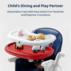 Crowned Baby High Chair by StarAndDaisy for Kids 0.5 Yrs to 6 Yrs Eat, Play & Rest Baby Chair Red & Blue