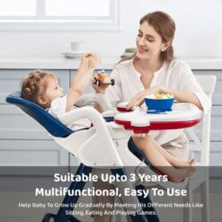 Crowned Baby High Chair by StarAndDaisy for Kids 0.5 Yrs to 6 Yrs Eat, Play & Rest Baby Chair Red & Blue