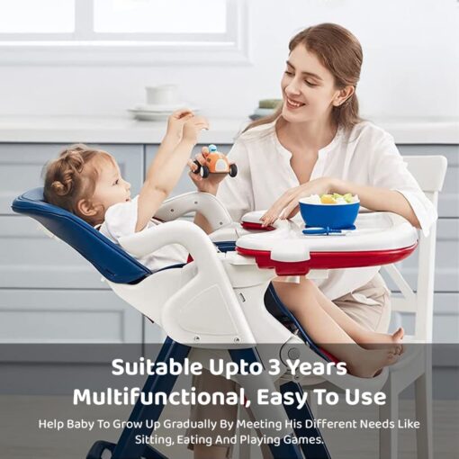 Crowned Baby High Chair by StarAndDaisy for Kids 0.5 Yrs to 6 Yrs Eat, Play & Rest Baby Chair Red & Blue