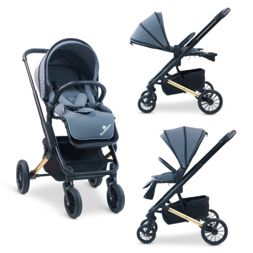StarAndDaisy Cosmo Baby Stroller one press easy fold and large rear wheel, with Foot break, Foot Rest and basket for storage (Grey)