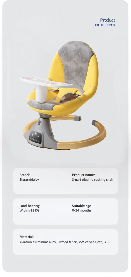 [Refurbished] StarAndDaisy 2-in-1 Premium Modern Automatic Electric Baby Swing Rocker Cradle with Detachable Dining Tray & Sunshade &  Mosquito Net, Baby Rocker with Smart Touch Panel & Bluetooth Enabled Music and Remote Control (Yellow) - Image 12