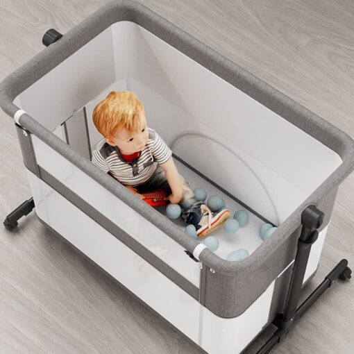 [Refurbished] StarAndDaisy 10-in-1 Baby Crib playpen - Folding Baby Bed Cot with Detachable Mosquito net (Mink Grey) - Image 12