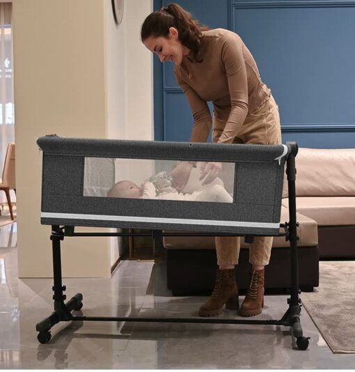 [Refurbished] StarAndDaisy 10-in-1 Baby Crib playpen - Folding Baby Bed Cot with Detachable Mosquito net (Mink Grey) - Image 7
