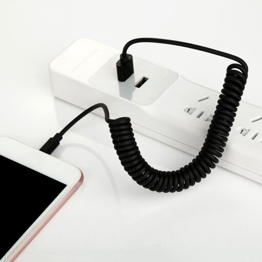 Yugao X-51 USB Cable Spring Extension Landline Charger Cord For iPhone XS 8 7 6 USB Type C Micro USB Data Fast Charging Mobile Phone Cable (Blank) - Image 2