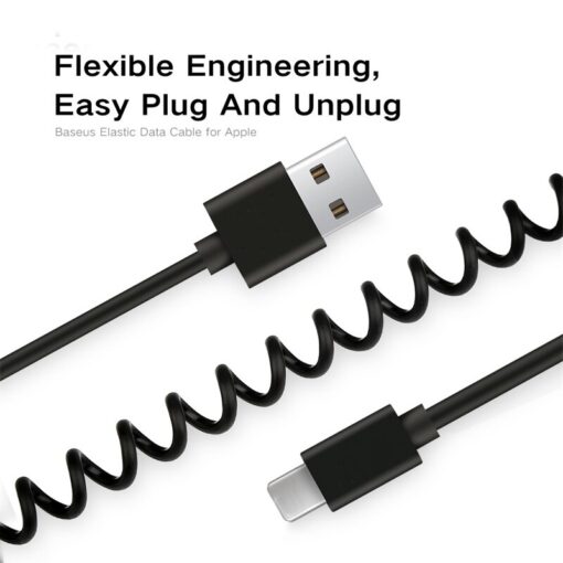 Yugao X-51 USB Cable Spring Extension Landline Charger Cord For iPhone XS 8 7 6 USB Type C Micro USB Data Fast Charging Mobile Phone Cable (Blank) - Image 4