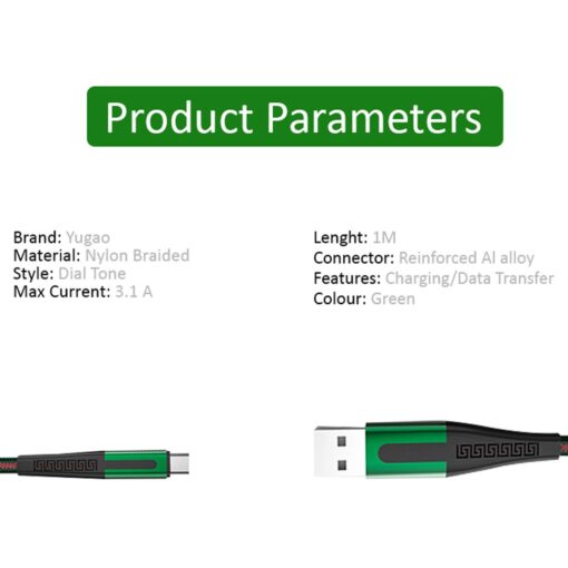 Yugao X-53 1 m USB Type C Cable Dual Tone Nylon Braided Unbreakable Joints Premium Feel (Compatible with All Type C-USB Devices) - Image 9