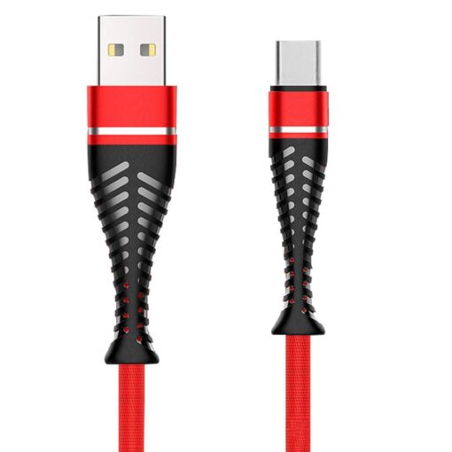 YUGAO X-54 Nylon Braided Type-C Fast Charging + Data Sync USB Data Cable RED
