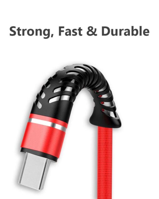 YUGAO X-54 Nylon Braided Type-C Fast Charging + Data Sync USB Data Cable RED - Image 2
