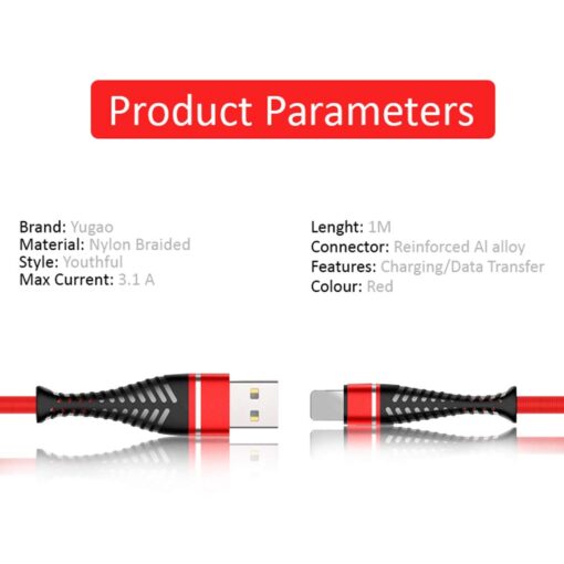 YUGAO X-54 Nylon Braided Type-C Fast Charging + Data Sync USB Data Cable RED - Image 7