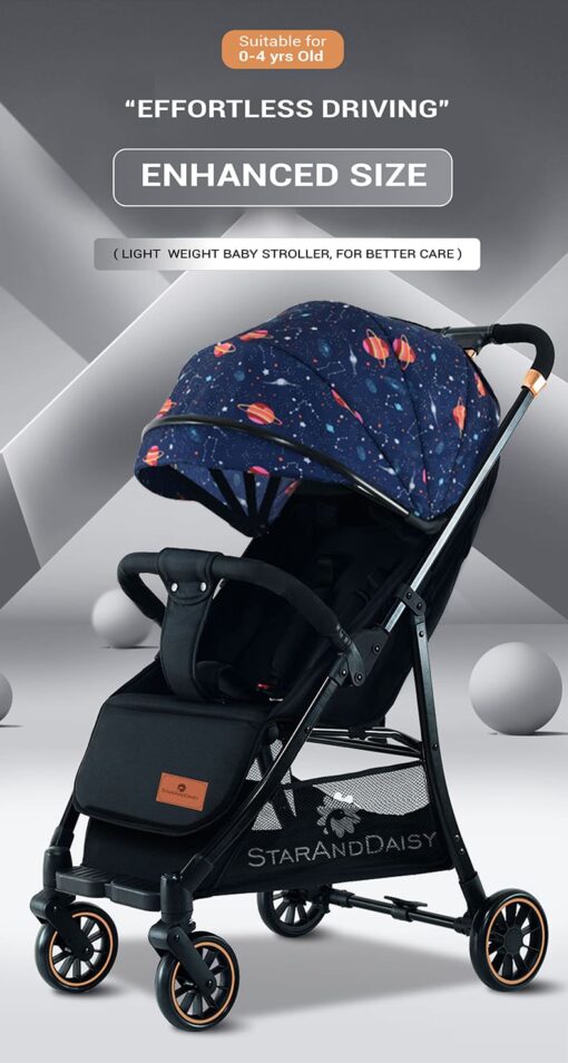 [Refurbished]  StarAndDaisy Mompush Lightweight Travel Luxury Stroller, Compact One-Hand Fold, Reclining Seat and XL Canopy, & Cup Holder (Graffiti) - Image 14