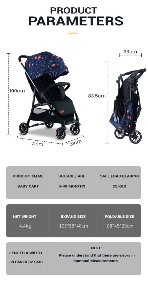 [Refurbished]  StarAndDaisy Mompush Lightweight Travel Luxury Stroller, Compact One-Hand Fold, Reclining Seat and XL Canopy, & Cup Holder (Graffiti) - Image 11
