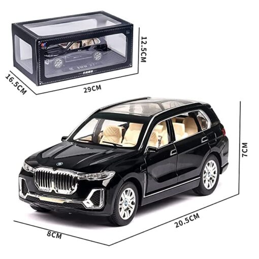 Diecast Metal Pullback Mini Toy Car for Kids with Openable Doors & Light, Music, Toys for Kids & Boys (BMW 1:24 X7 Red) - Image 3
