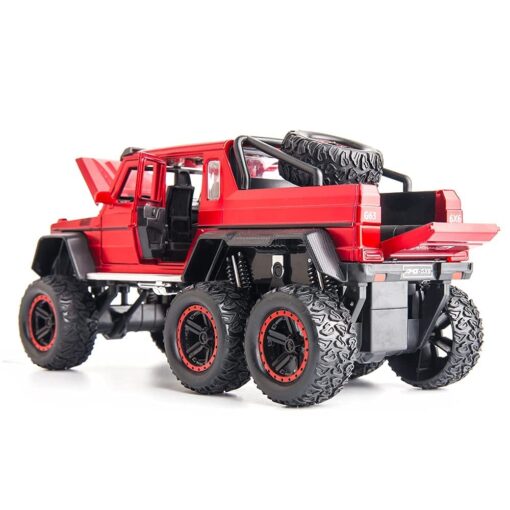 Toy Car for Kids - Diecast Exclusive Metal Pull Back Car Scale Model with Sound & Light, Mini Auto Toys for Kids (1:24 AMG 6x6 - White) - Image 5