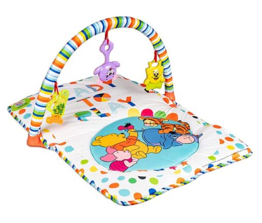Baby Play Gym Winnie The Pooh with Waterproof Soft Cozy matt Size 28 x 20 inches & Cute Hanging Toys for Infants (Multicolour)