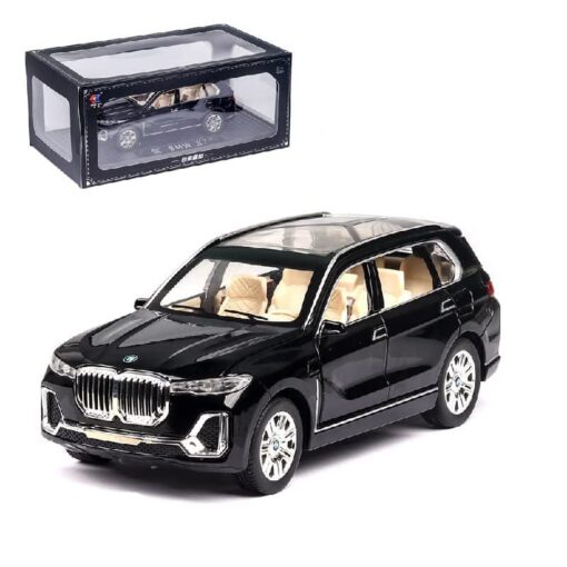 Diecast Metal Pullback Mini Auto Toy Car for Kids with Openable Doors & Light, Music, Toys for Kids & Boys (1:24 BMW X7 Black)
