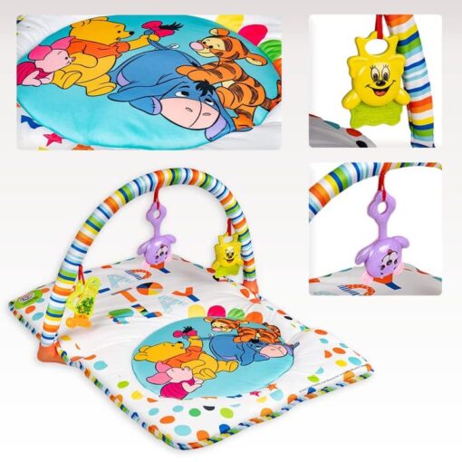 Baby Play Gym Winnie The Pooh with Waterproof Soft Cozy matt Size 28 x 20 inches & Cute Hanging Toys for Infants (Multicolour) - Image 2