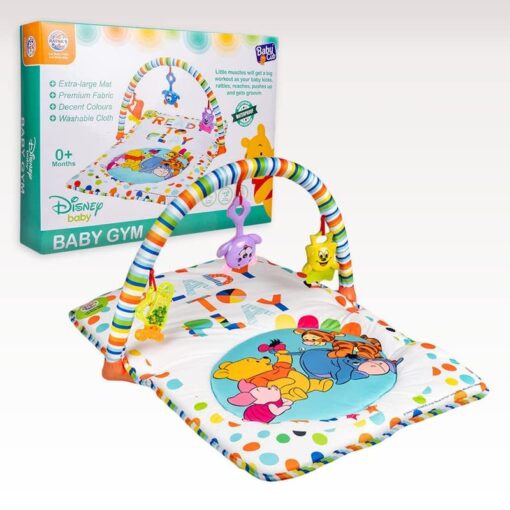 Baby Play Gym Winnie The Pooh with Waterproof Soft Cozy matt Size 28 x 20 inches & Cute Hanging Toys for Infants (Multicolour) - Image 3