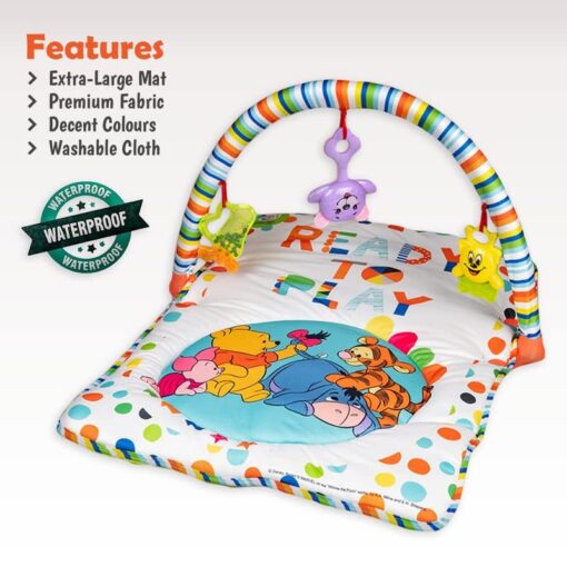 Baby Play Gym Winnie The Pooh with Waterproof Soft Cozy matt Size 28 x 20 inches & Cute Hanging Toys for Infants (Multicolour) - Image 4