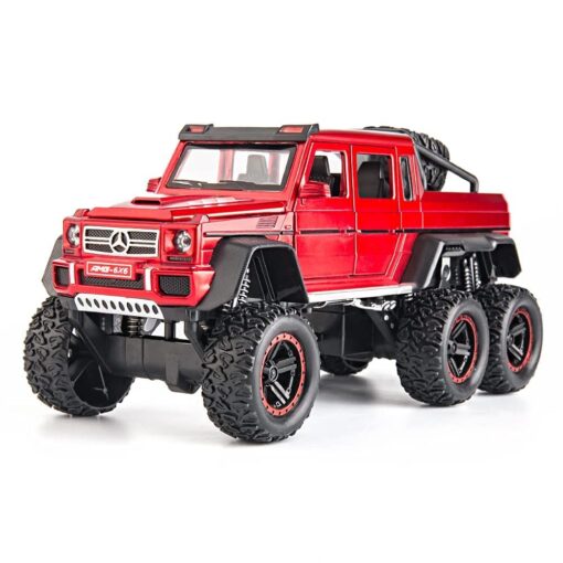 Auto Toy Car for Kids - Diecast Exclusive Metal Pull Back Car Scale Model with Sound & Light, Mini Auto Toys for Kids (1:24 AMG 6x6 - Red)
