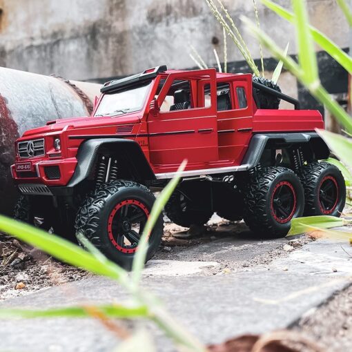 Toy Car for Kids - Diecast Exclusive Metal Pull Back Car Scale Model with Sound & Light, Mini Auto Toys for Kids (1:24 AMG 6x6 - White) - Image 7