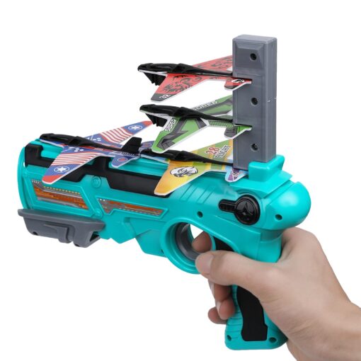 Bubble Catapult Plane Toy Airplane, Foam Air battle continuous launch, One-Click Ejection Model With 4 Pack Airplane Foam plane, Pistol Launcher Outdoor Sports Glider Airplane Fun Toy for Kids and Boy (Orange) - Image 4