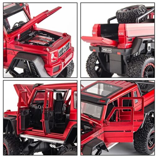 Toy Car for Kids - Diecast Exclusive Metal Pull Back Car Scale Model with Sound & Light, Mini Auto Toys for Kids (1:24 AMG 6x6 - White) - Image 2