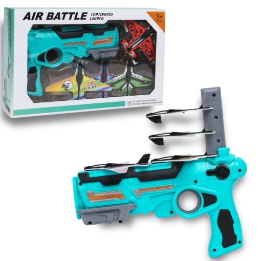Bubble Catapult Plane Toy Airplane, Foam Air battle continuous launch, One-Click Ejection Model With 4 Pack Airplane Foam plane, Pistol Launcher Outdoor Sports Glider Airplane Fun Toy for Kids and Boy (Green)